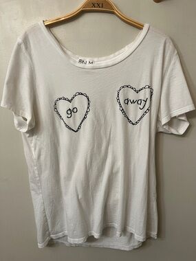 White 'Go Away' Heart Flowy Graphic Tee
